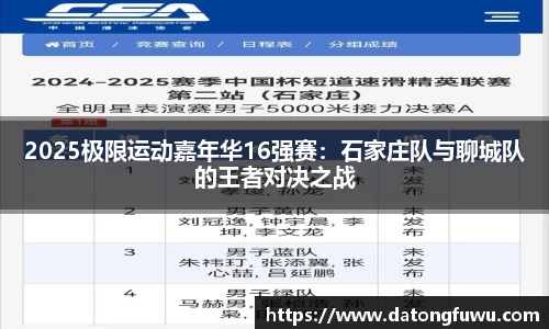 2025极限运动嘉年华16强赛：石家庄队与聊城队的王者对决之战